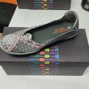 Bernie Mev Gray and Pink Woven Flats